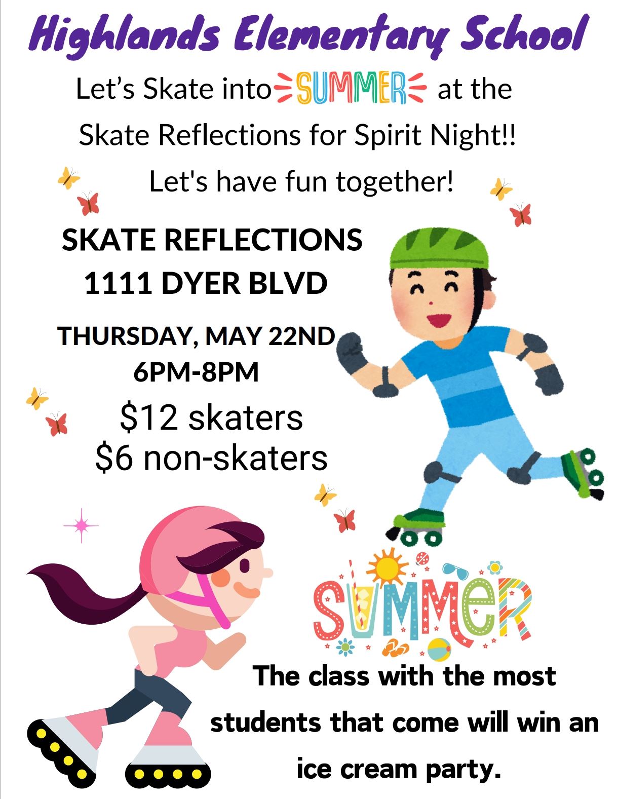  Skating Spirit Night image shows two kids skating 