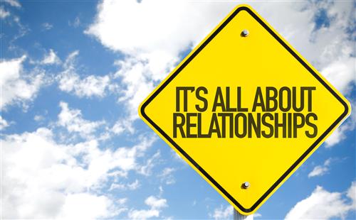 Sign that reads It's all about relationships 